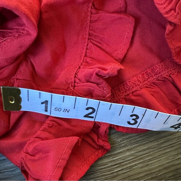 American Eagle Womens Red Front Bow Tie Bell Sleeve Romper XS Smocked Waist NWT - Picture 9 of 13